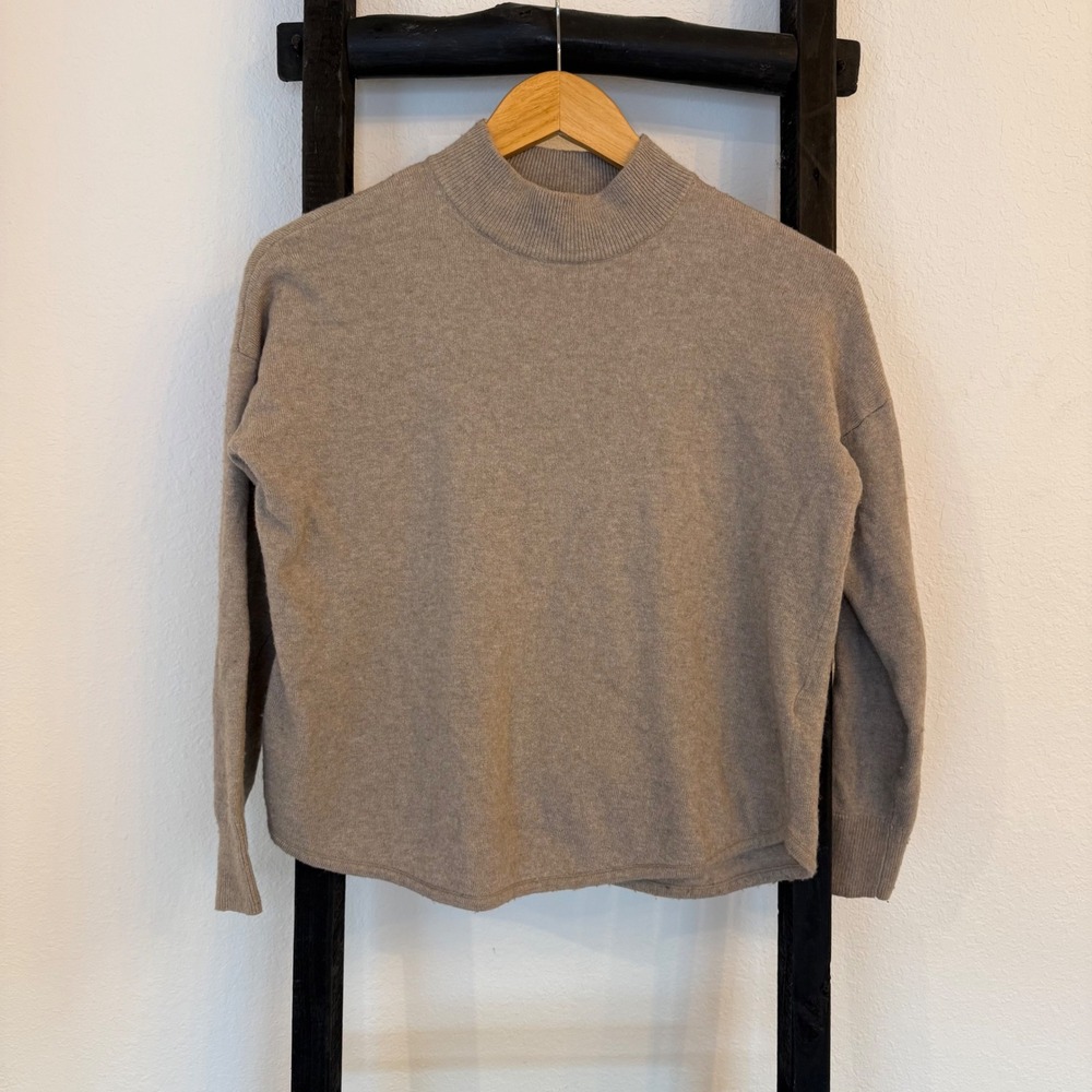 Madewell Mock Neck Sweater BeigeMerino Alpaca Blend XS